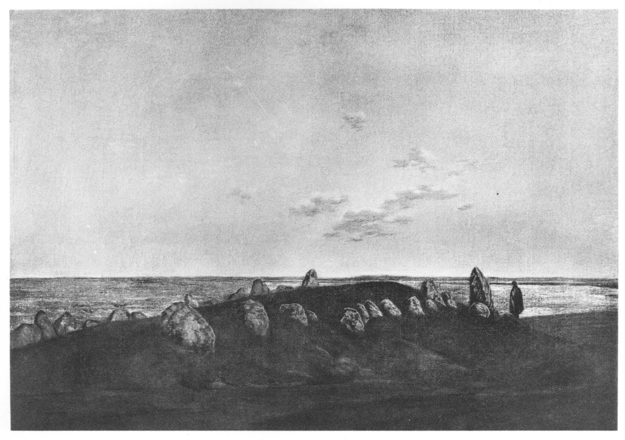 Dolmen near Nobbin (evening on the Baltic Sea beach)